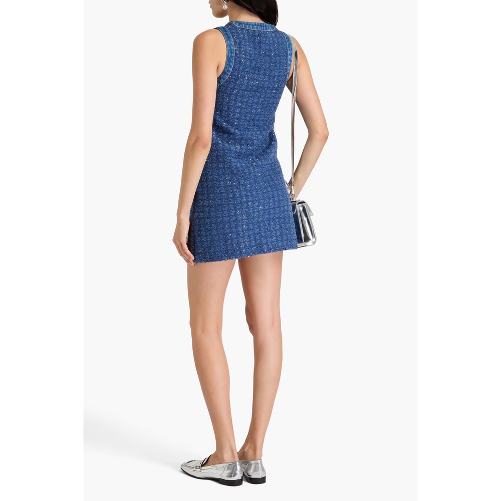 Sandro Blue tweed denim Mini Dress size 34 - Picture 2 of 9
